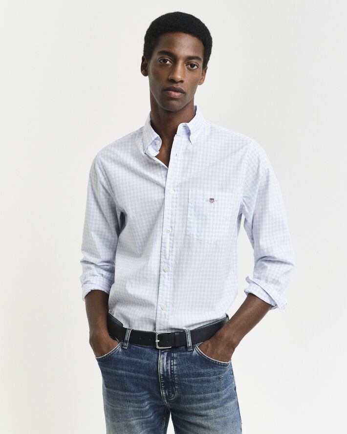 Gant REG CLASSIC POPLIN GINGHAM SHIRT Light blue