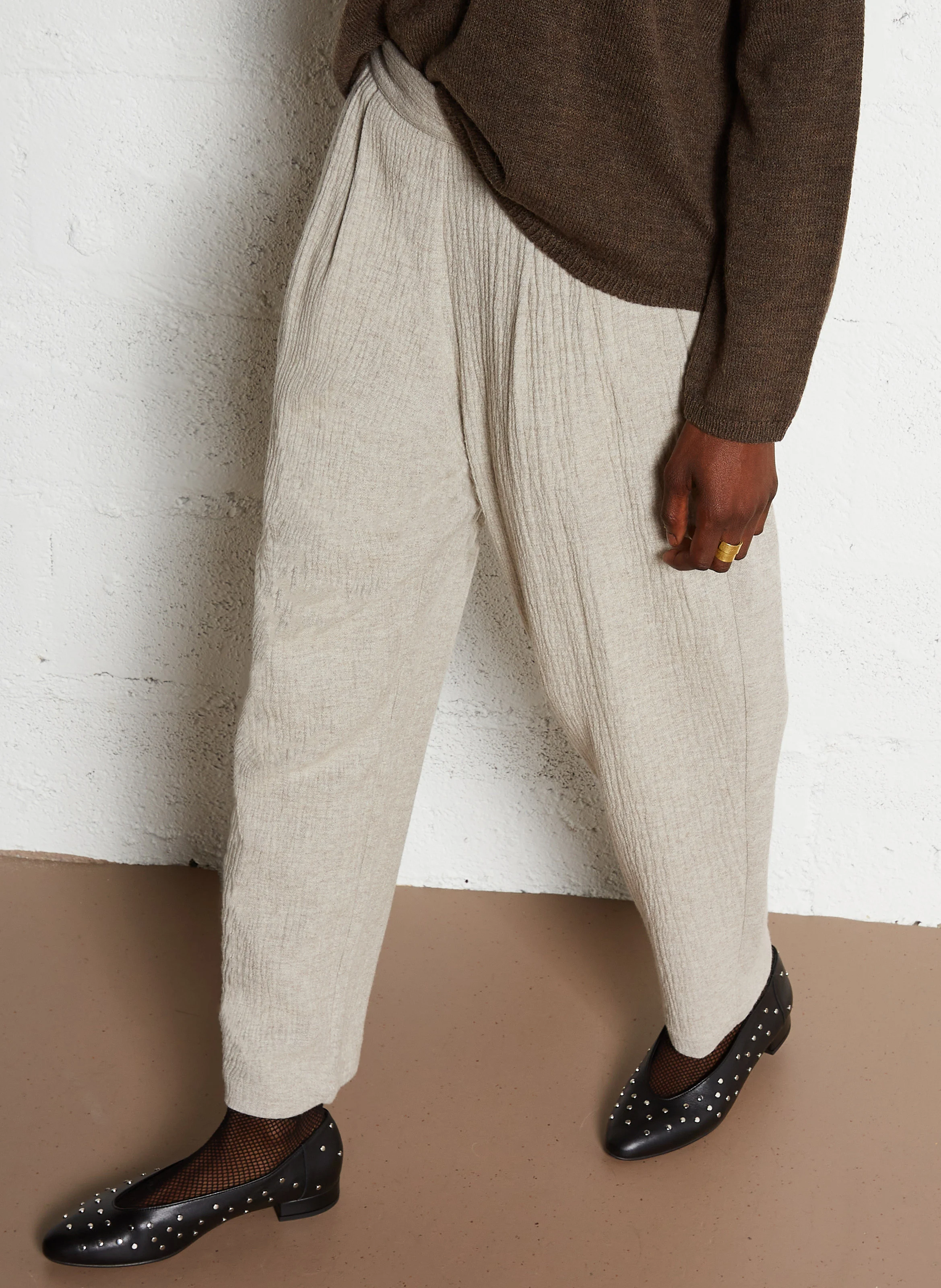 DUANE - Pantalon large taille haute | Argent
