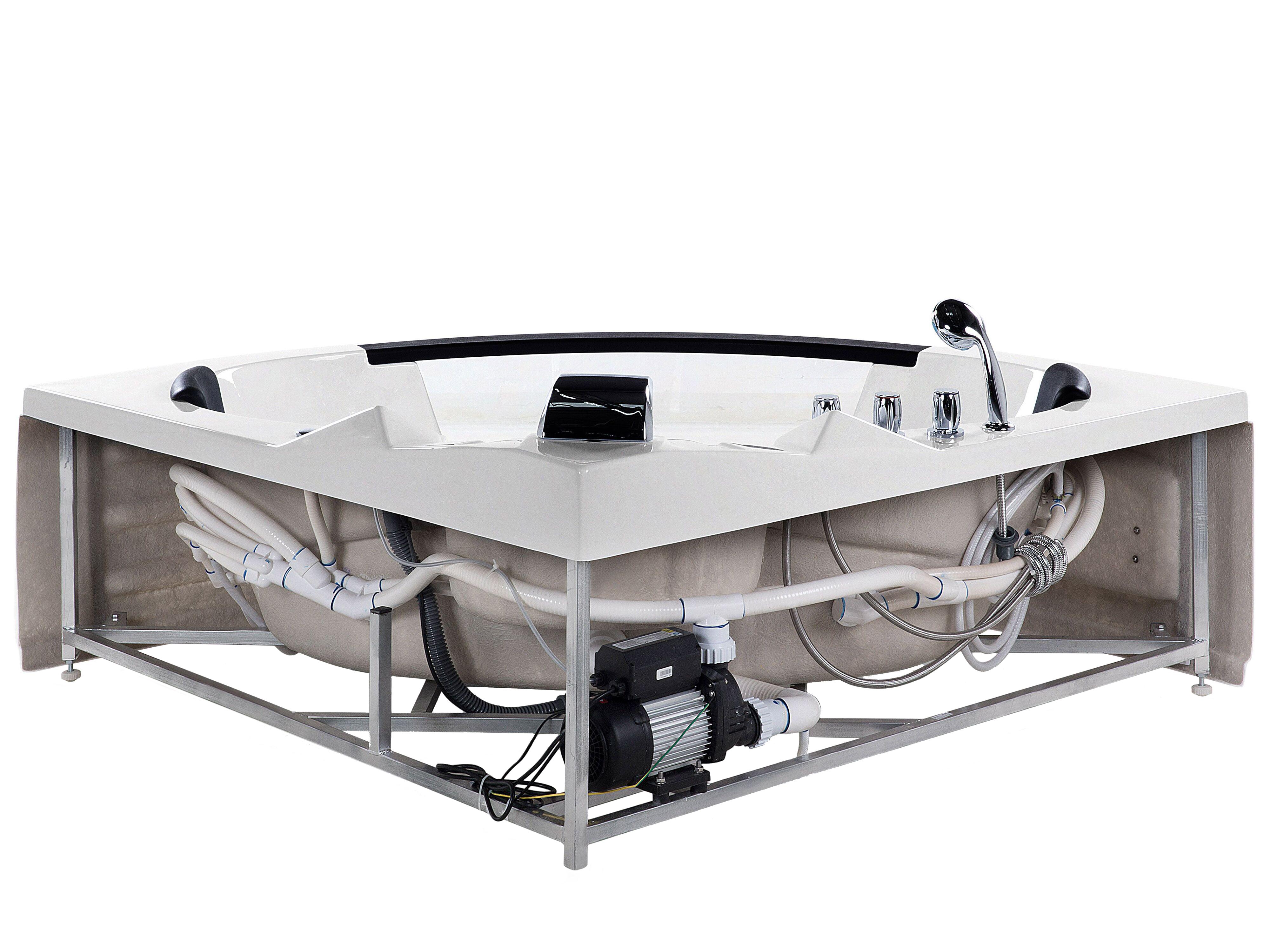 Hoek bubbelbad met LED MARTINICA 214 x 155 cm Wit
