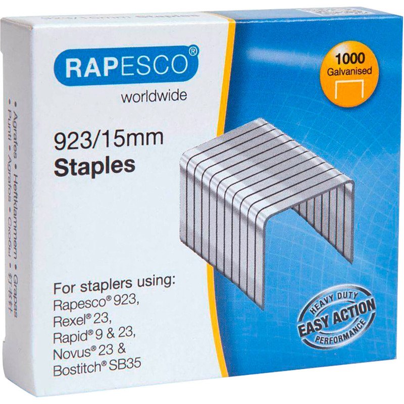 Agrafes Rapesco galvanisées 923/15 - Boîte 1000