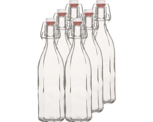 Sapfles, voorraadfles, meerzijdig, inclusief beugelsluiting, 500ml, 6 stuks.