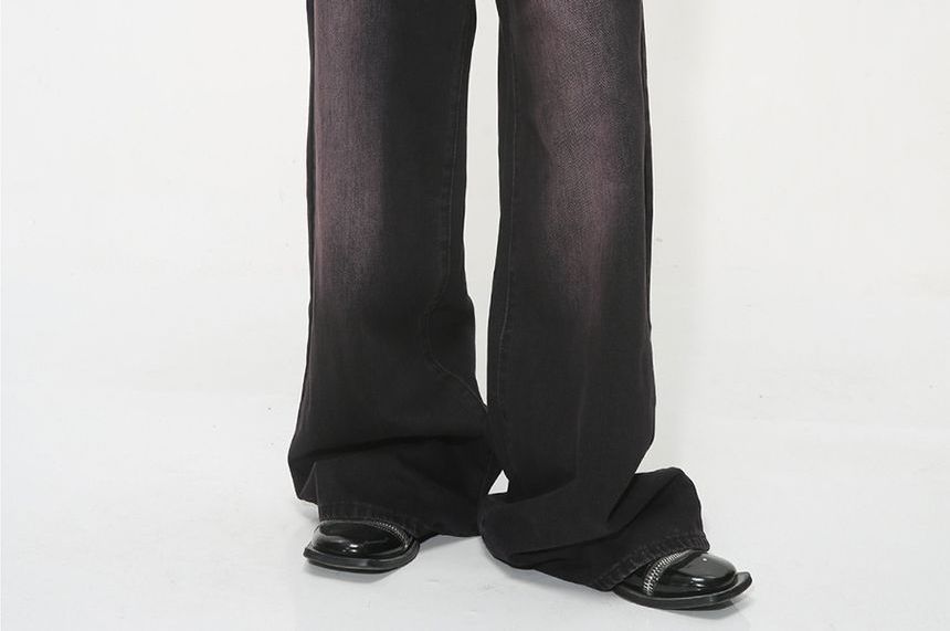 FAERIS - Low Rise Washed Wide Leg Jeans