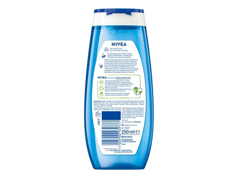 NIVEA Duschgel Fresh Pure 250 ml Pflegende und verwöhnende Cremedusche für ein sauberes Gefühl
