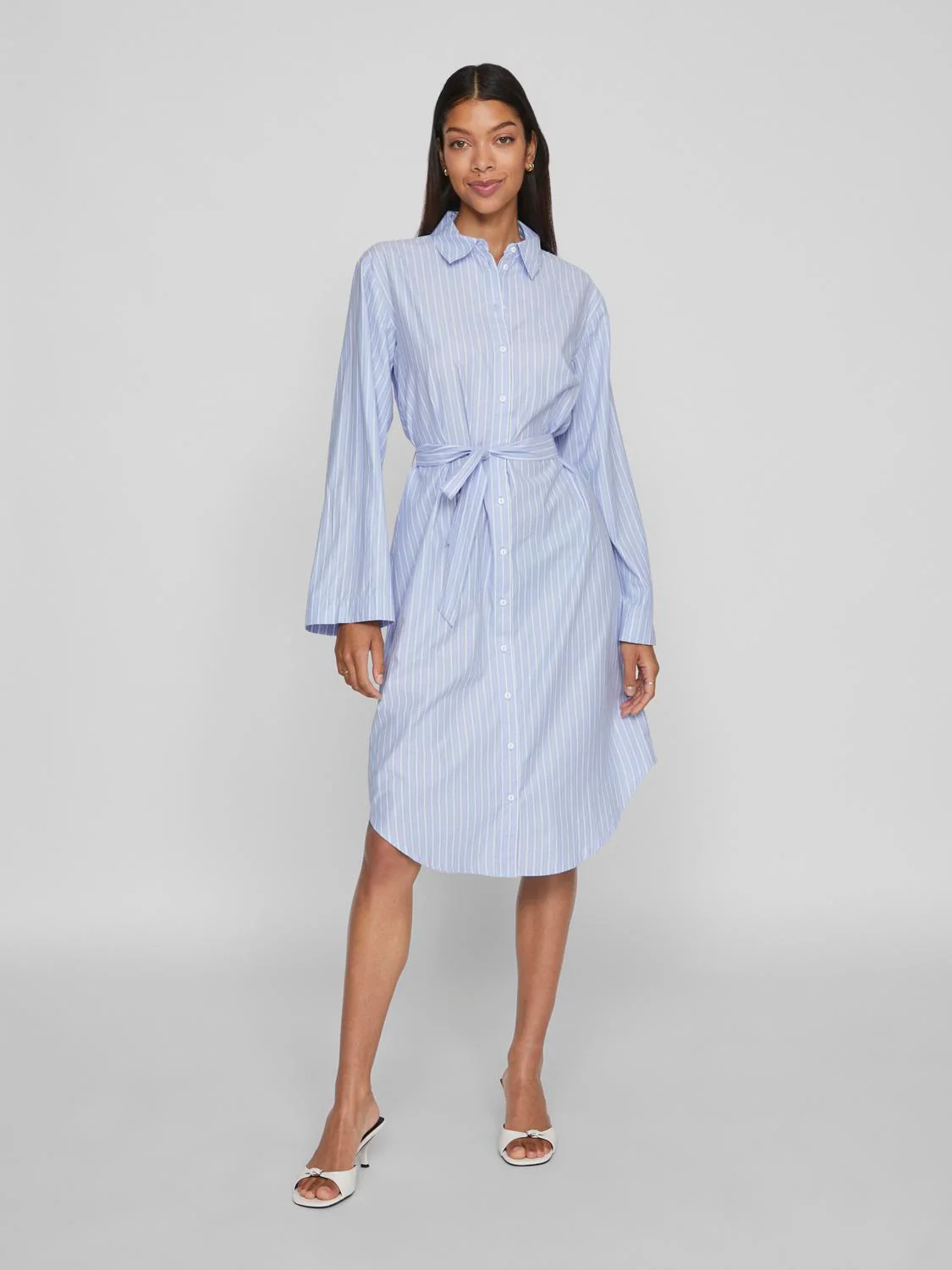 Vila  Viapolle L/S skjortekjole - Kentucky Blue