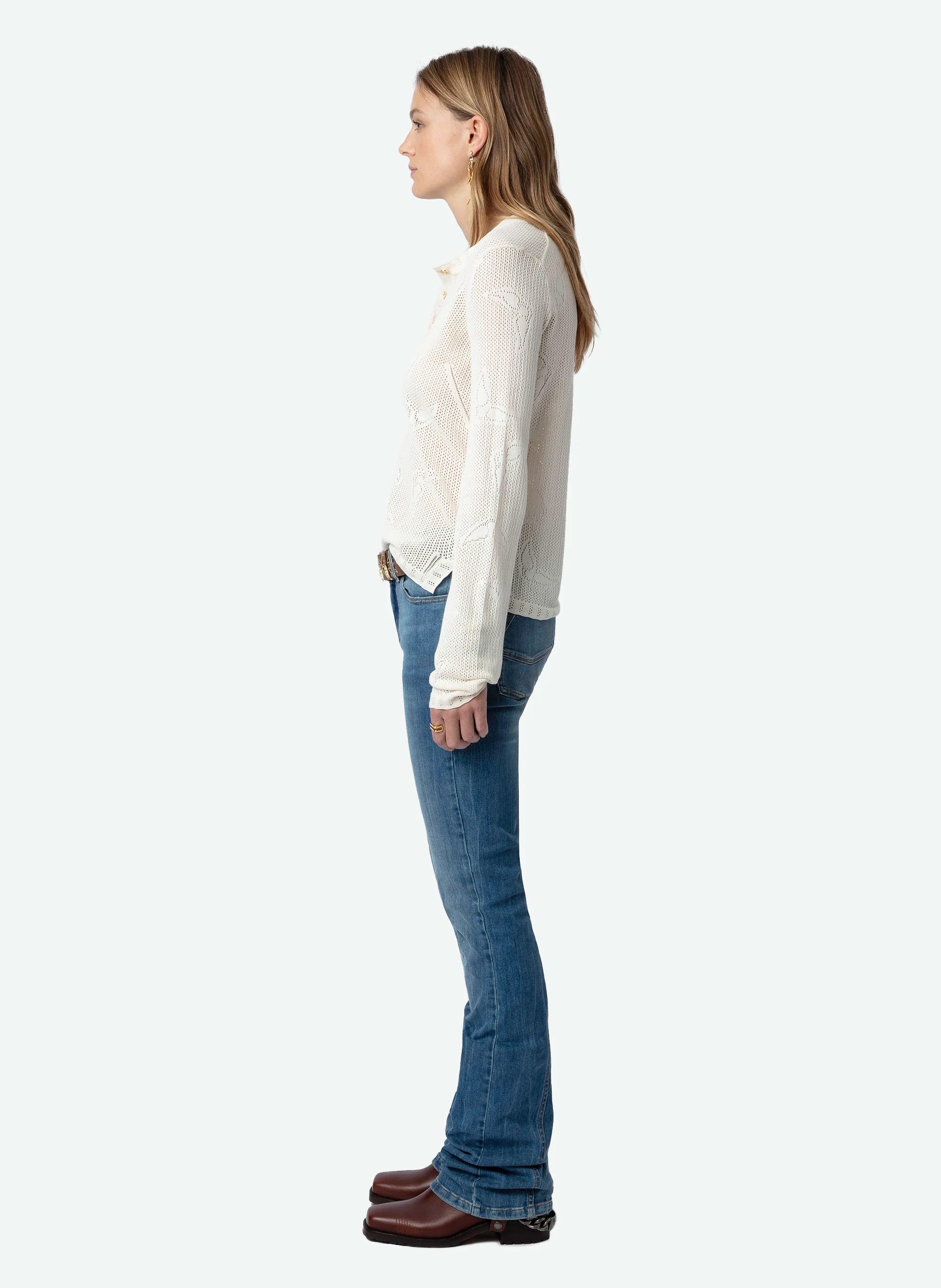 SALMYR - Pull en maille pointelle de coton bio | Blanc