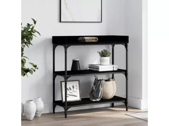 Table console avec étagères noir 75x30x80 cm