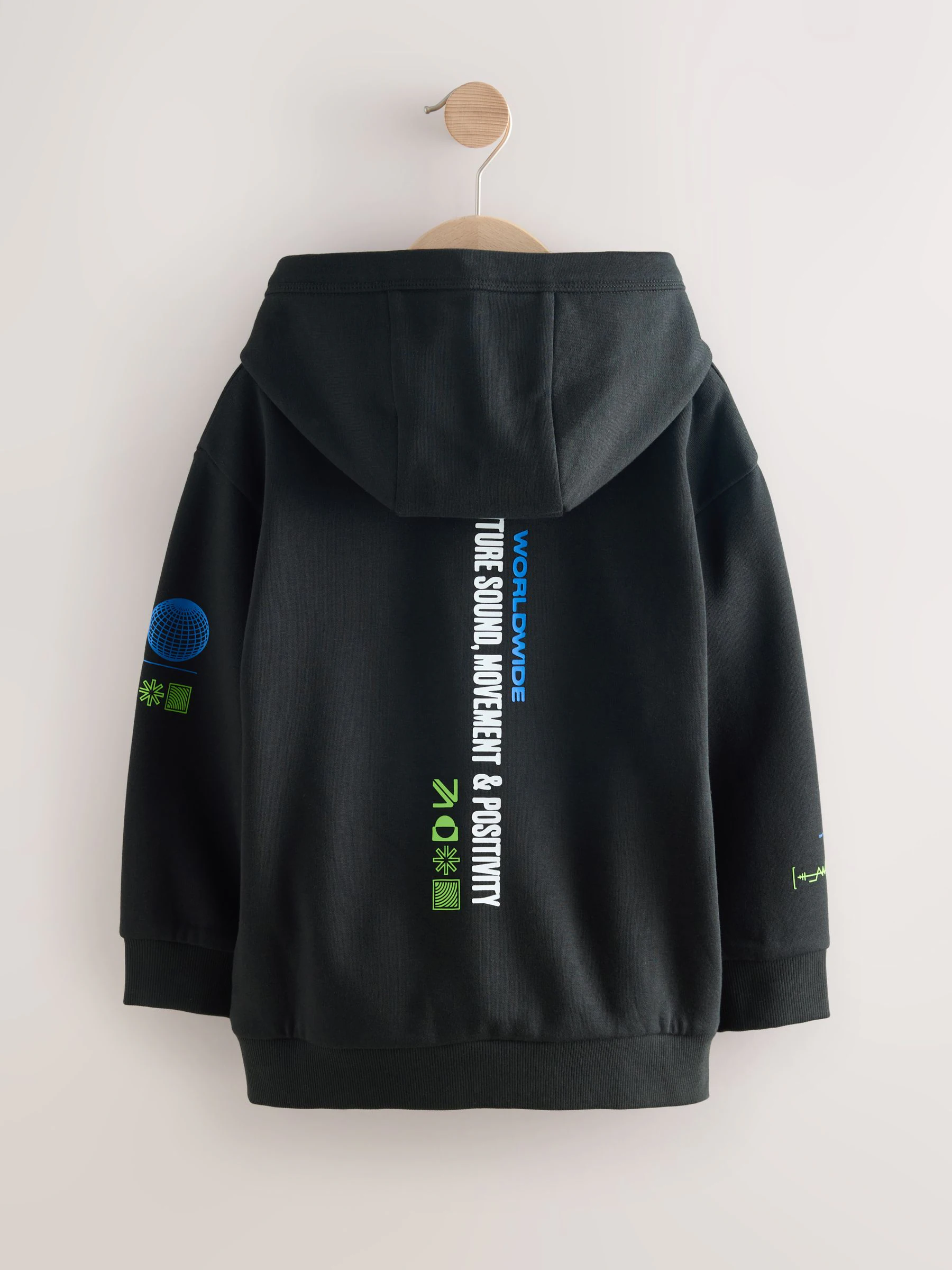 Zwart met koptelefoon - Grafische print hoodie voor oudere jongens (3-16jaar)