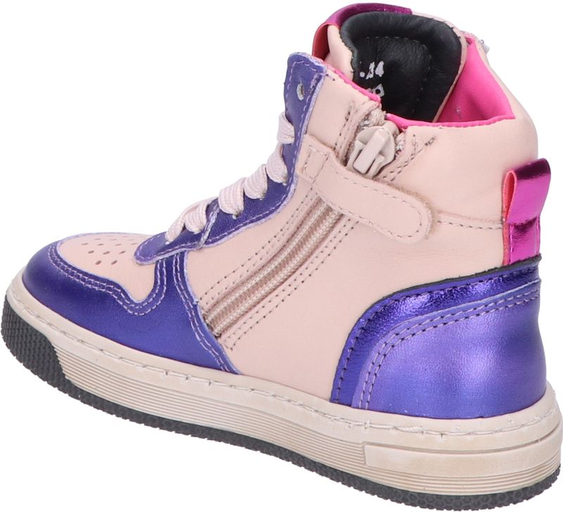 P1301 - Hoge Sneaker - Paars - Leer - Meisjes