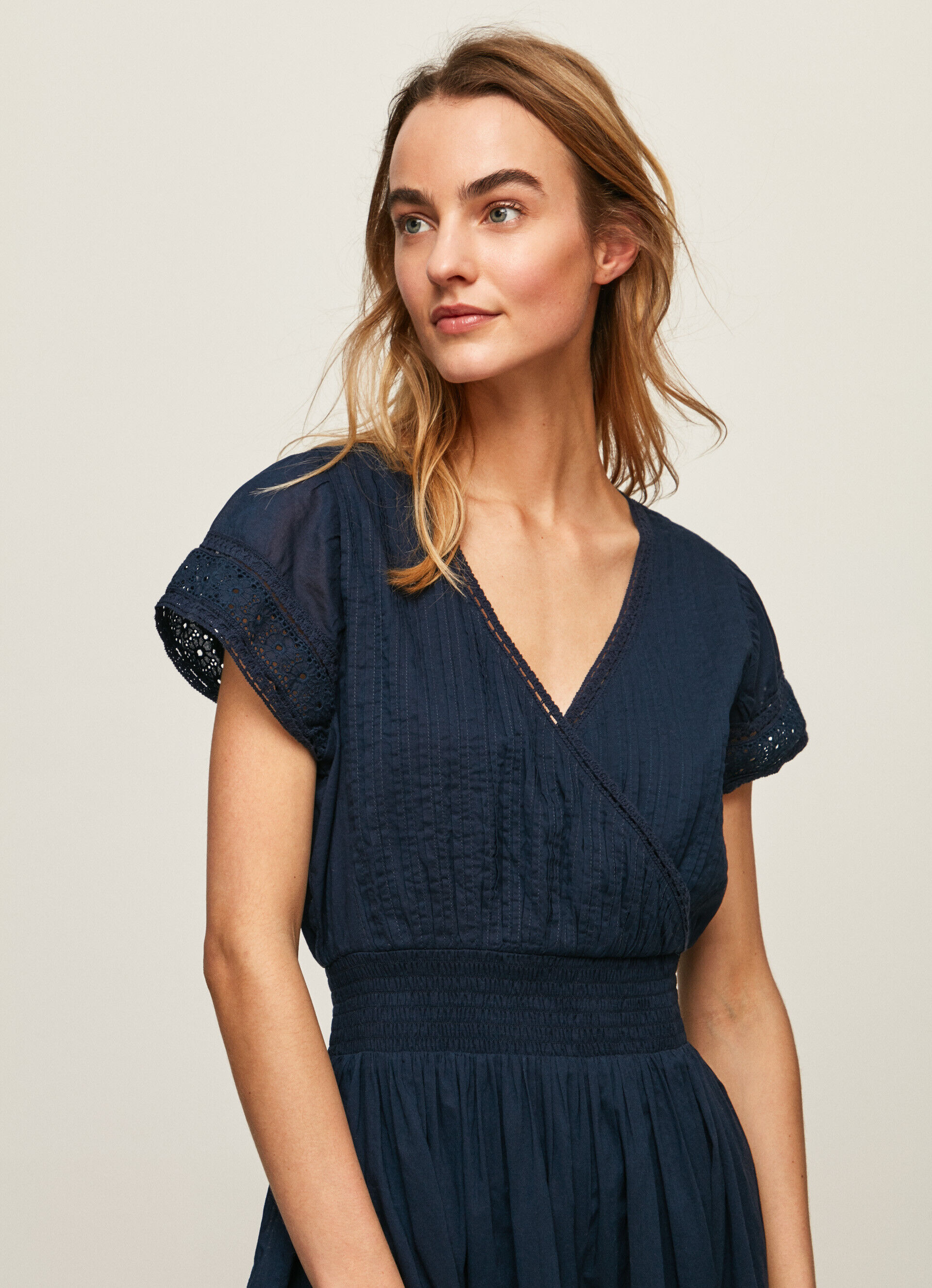 VESTIDO DE ALGODÃO BORDADO POET - azul dulwich