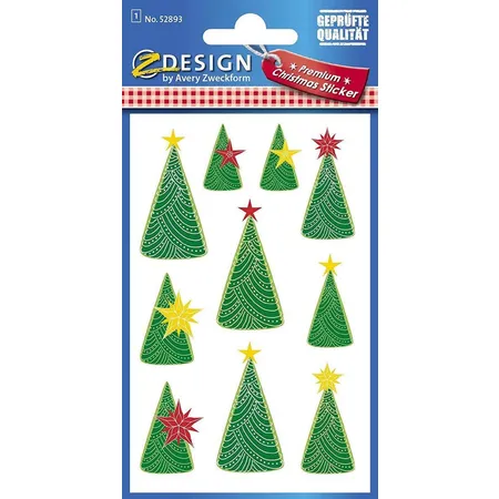 Avery Zweckform Z-Design 52893, Weihnachtssticker, Weihnachtsbaum, 10 Aufkleber