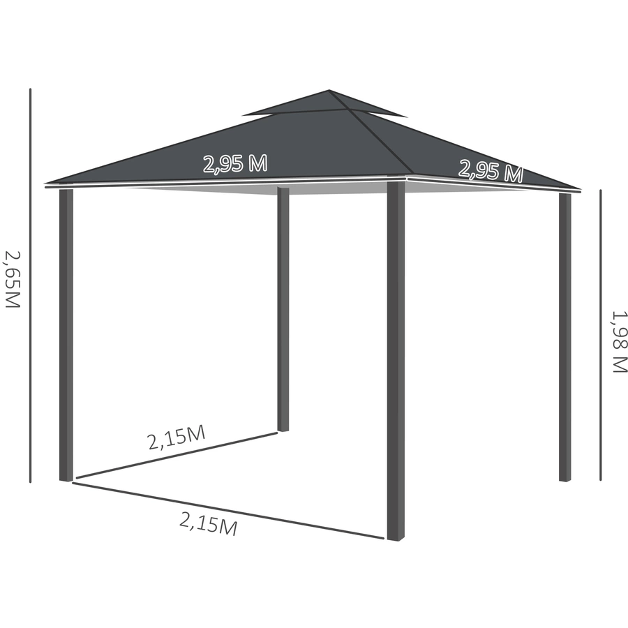 Outsunny Gartenpavillon mit Doppeldach grau
