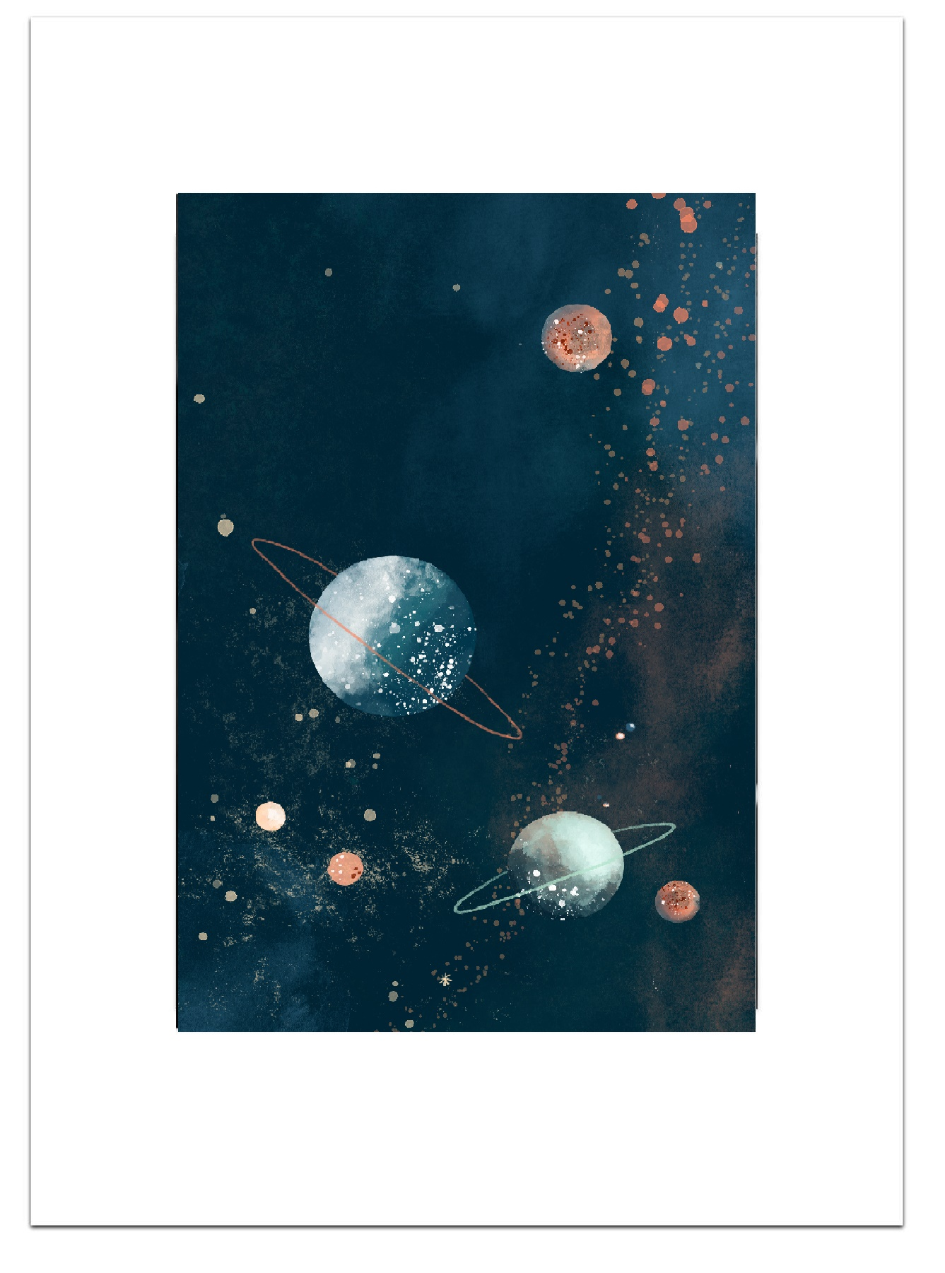 Poster Planets Blue 40 x 50 cm