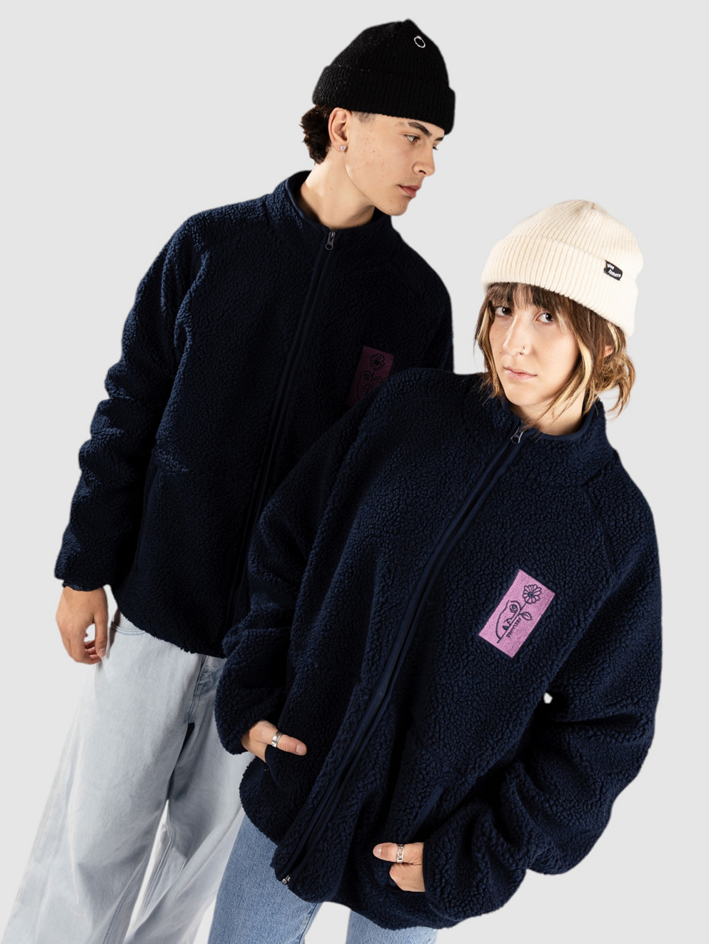 And Feelings Vista Sherpa Fleece Jacket navy