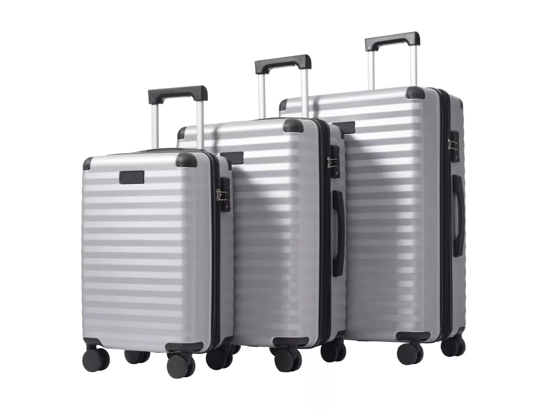 Ensemble de Bagage à main 3 pièces M&L&XL - en matériau ABS - valises à coque rigide - gris