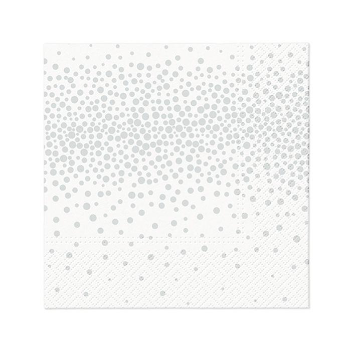 SET 20 SERVIETTES COCKTAIL 3 PLIS 25X25CM CONFETTIS ARGENT