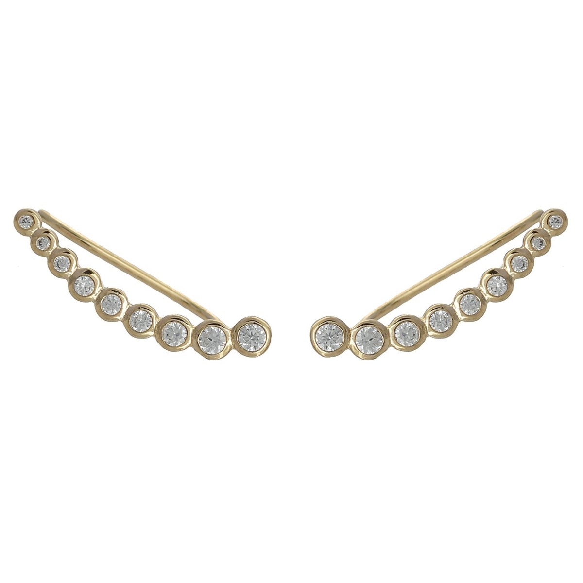 Boucles d'oreilles grimpantes contour de lobe serti d'oxyde de zirconium clos rond Plaqué OR 750 3 microns