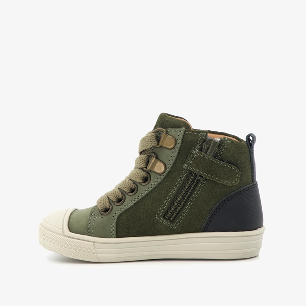 Braqeez hoge leren jongens sneakers groen