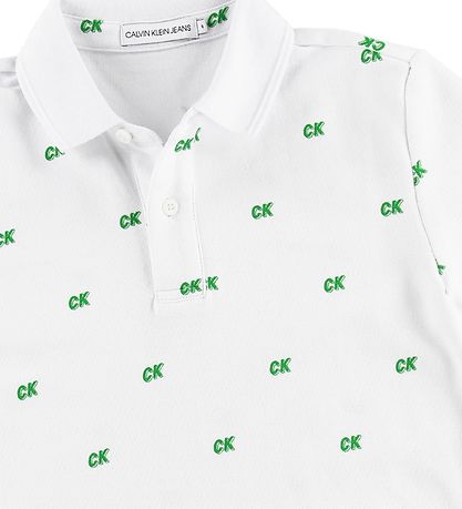 Calvin Klein Polo - Hvid m.  Grøn/CK