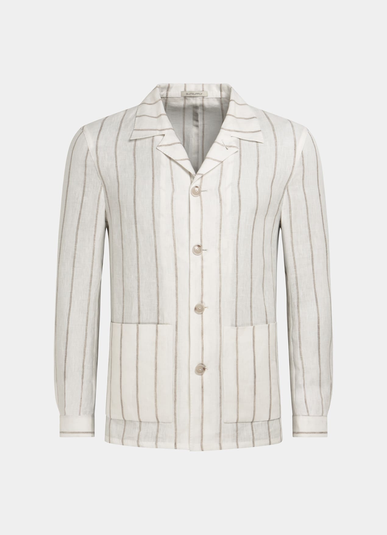 Veste chemise coupe Relaxed marron clair à rayures