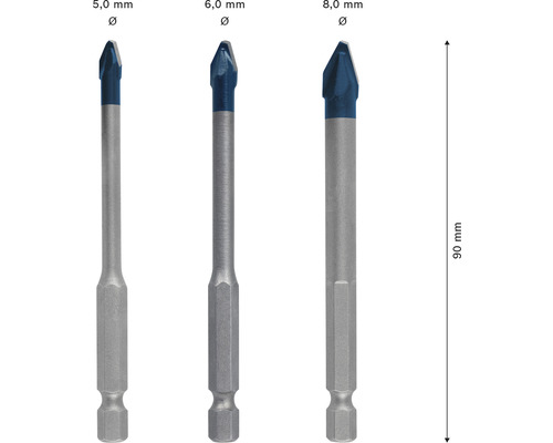 Bosch HEX-9 keramische boorset, 3-delige set, EXPERT