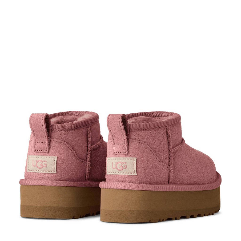 UGG Kids Classic Ultra Mini Platformgevoerde enkelboots roze