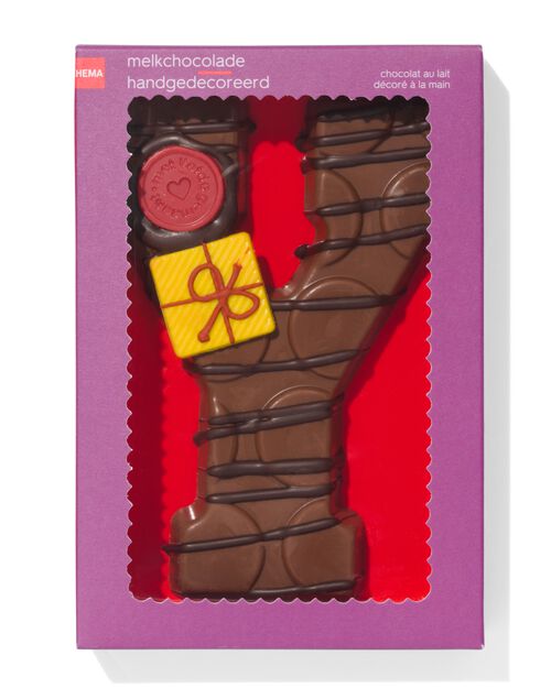 lettre Y en chocolat au lait décorée à la main 200g