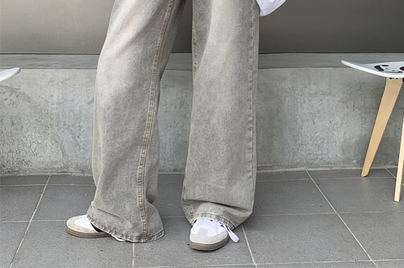 Beem - Mid Rise Washed Wide Leg Jeans