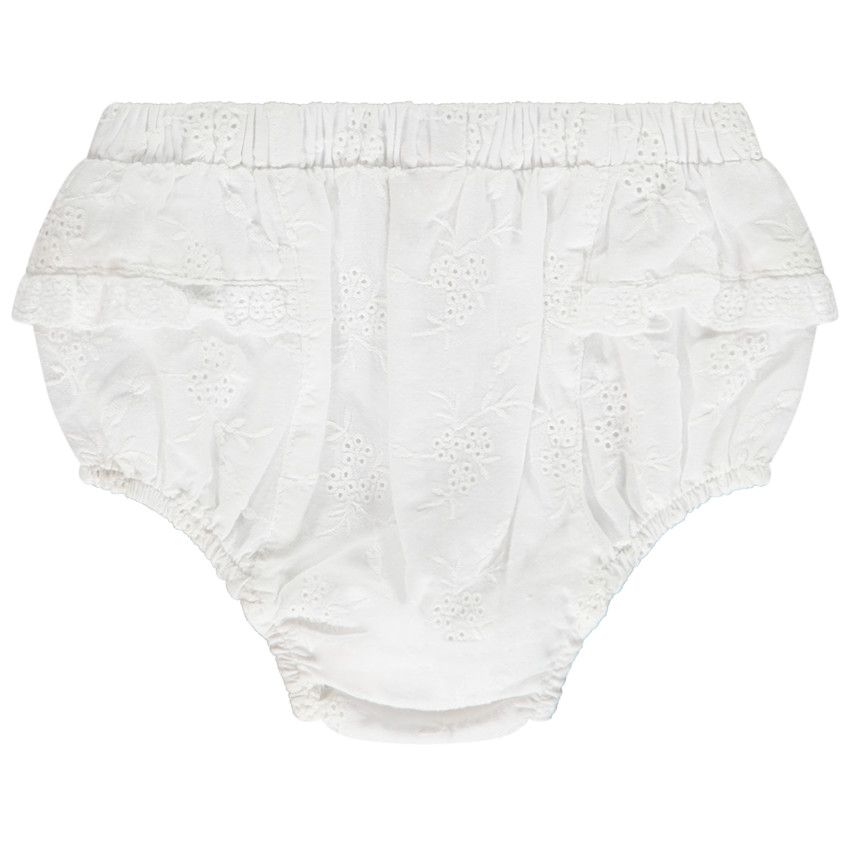 Bloomer en broderie anglaise pour bébé fille - Blanc