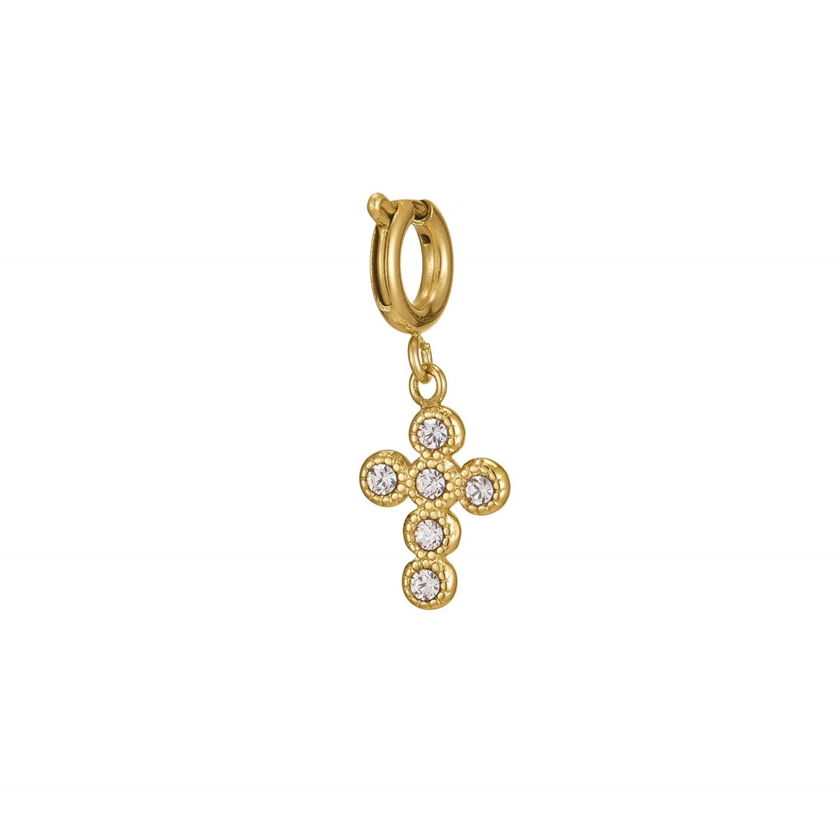 Charm croix zircons acier doré or