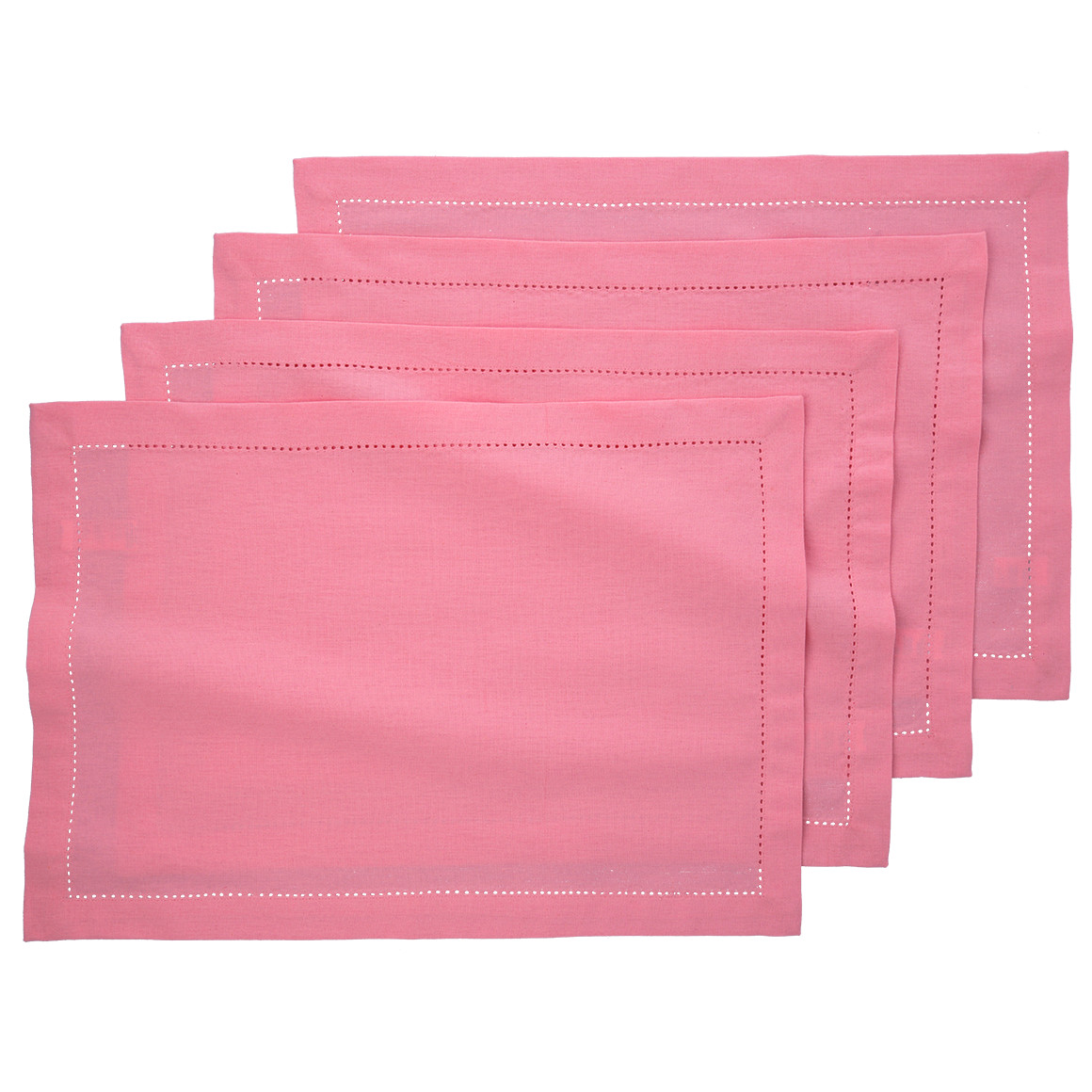 My Home 4 Platzsets mit Lochstickerei pink