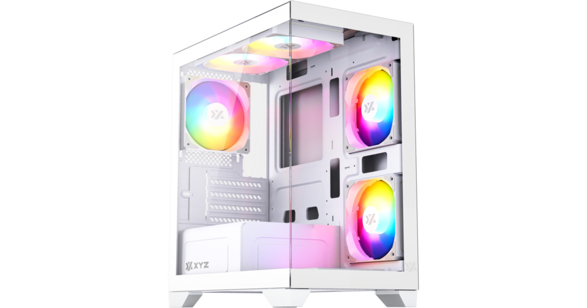 XYZ PC GearTitanium View Lite midi tower behuizing  (Wit | 2x USB-A | Tempered Glass)