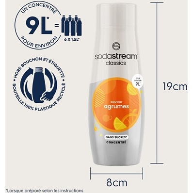 Sirop et concentré Sodastream Concentre Saveur AGRUMES SANS SUCRES 440ml