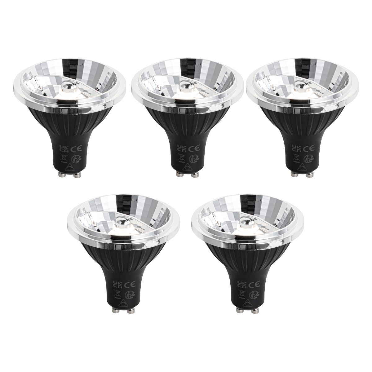 Set van 5 GU10 dimbare LED lamp 70mm 6.5W 600 lm 4000K