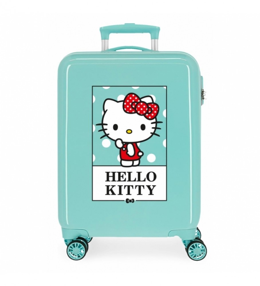 Mala de cabine rígida Joumma Bags com laço da Hello Kitty, turquesa - 38x55x20cm -