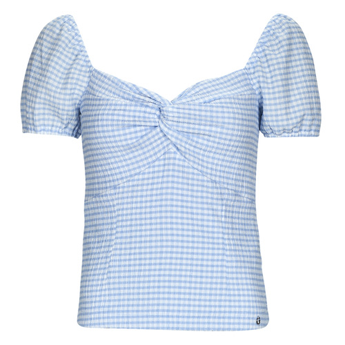 Guess - SS LAZIZE KNOT TOP - Blanc / Bleu