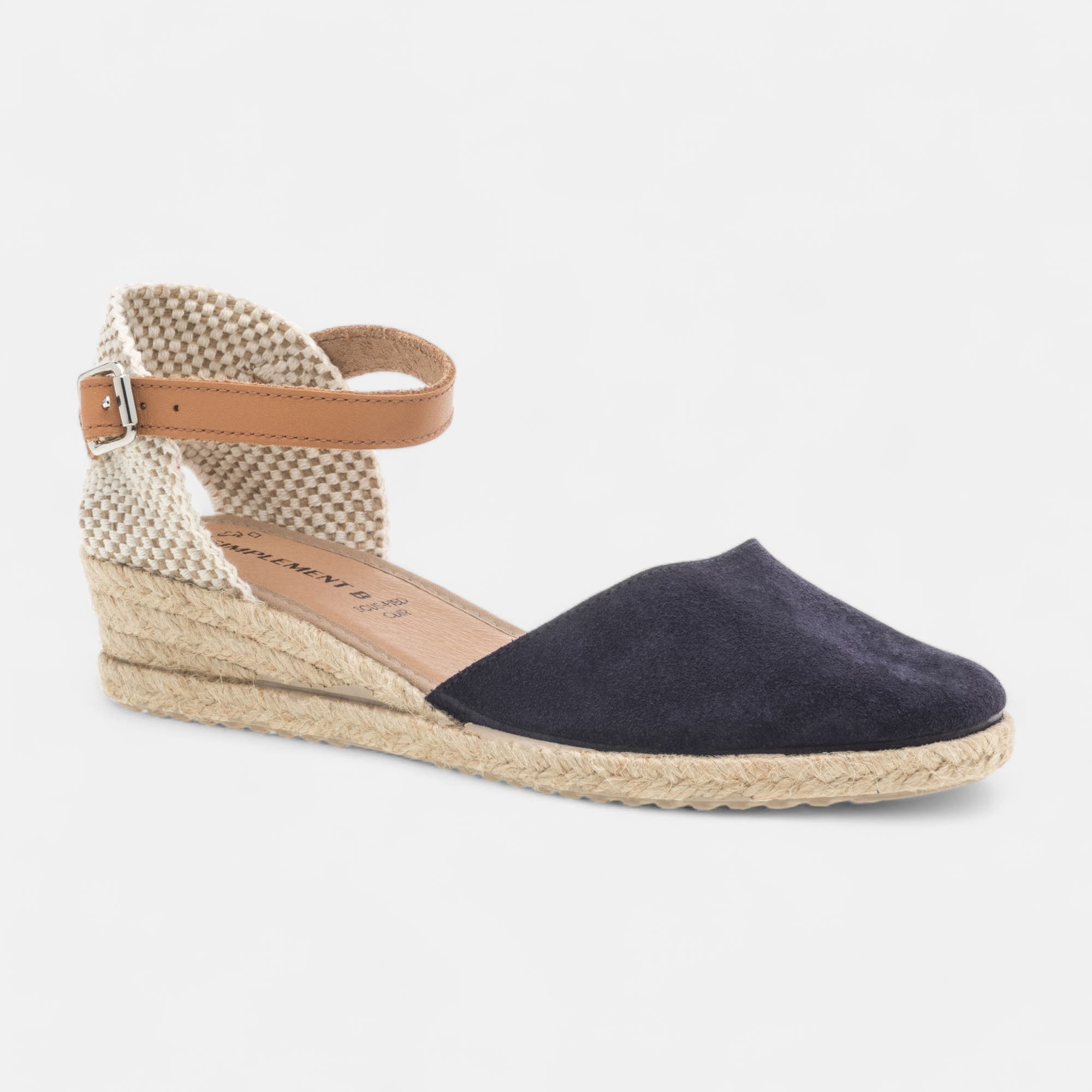 Espadrilles Femme en cuir bleu marine
