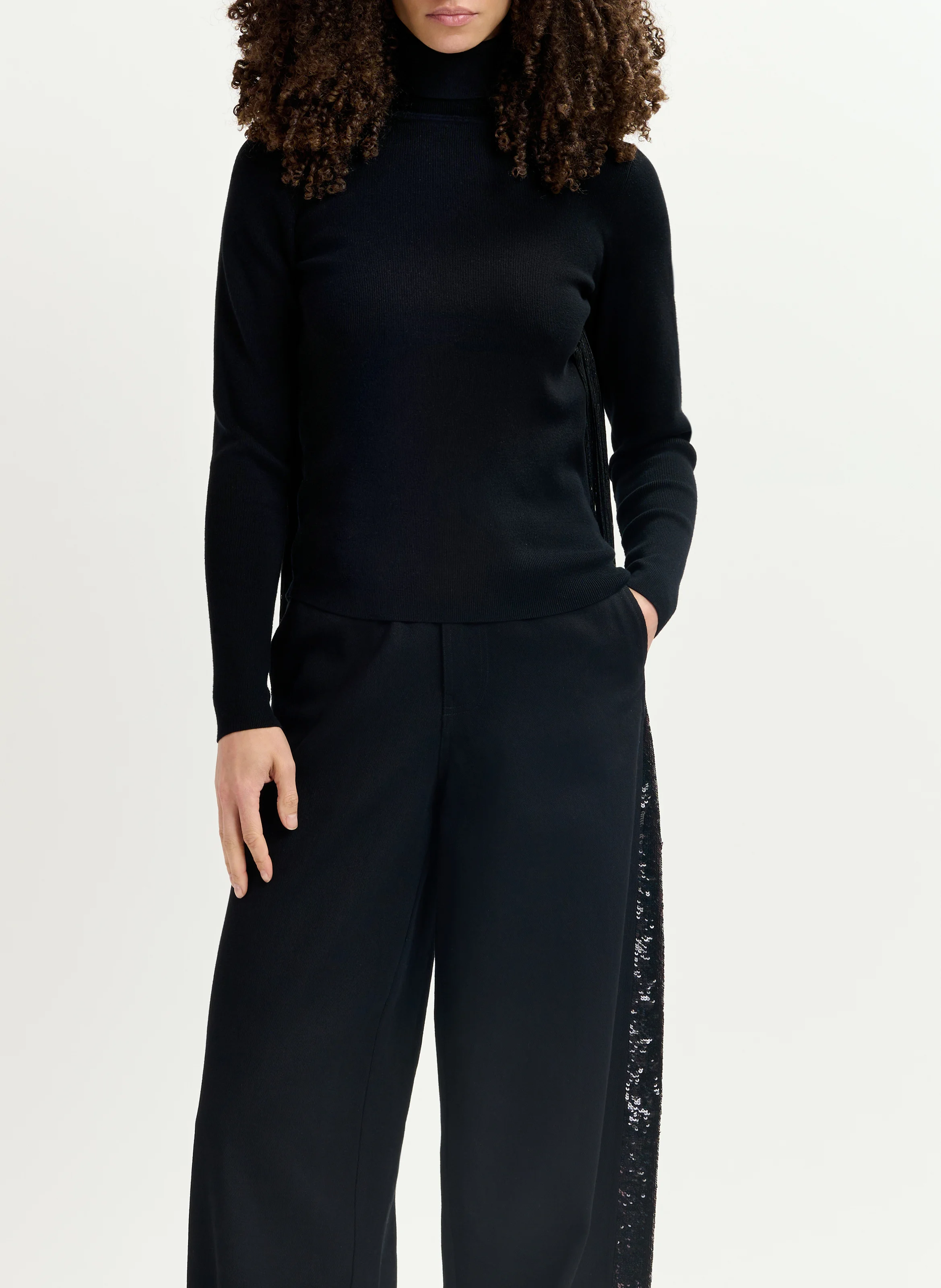 GOLITTLE - Pull droit en maille | Noir