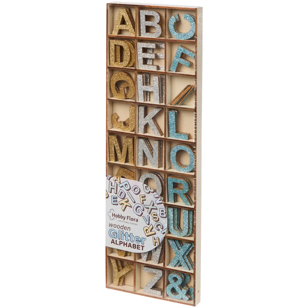 Hobby Flora houten glitter letters Diverse varianten