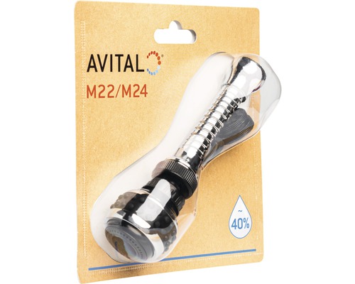 AVITAL eco keukensproeikop met slang M22/24 9,5 l/min chroom/zwart