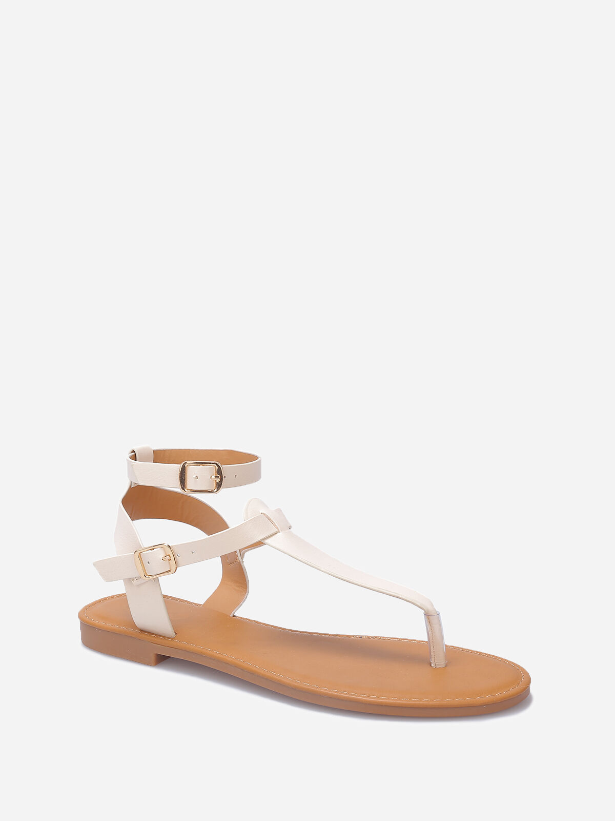 Nu-pieds à brides en simili- Beige