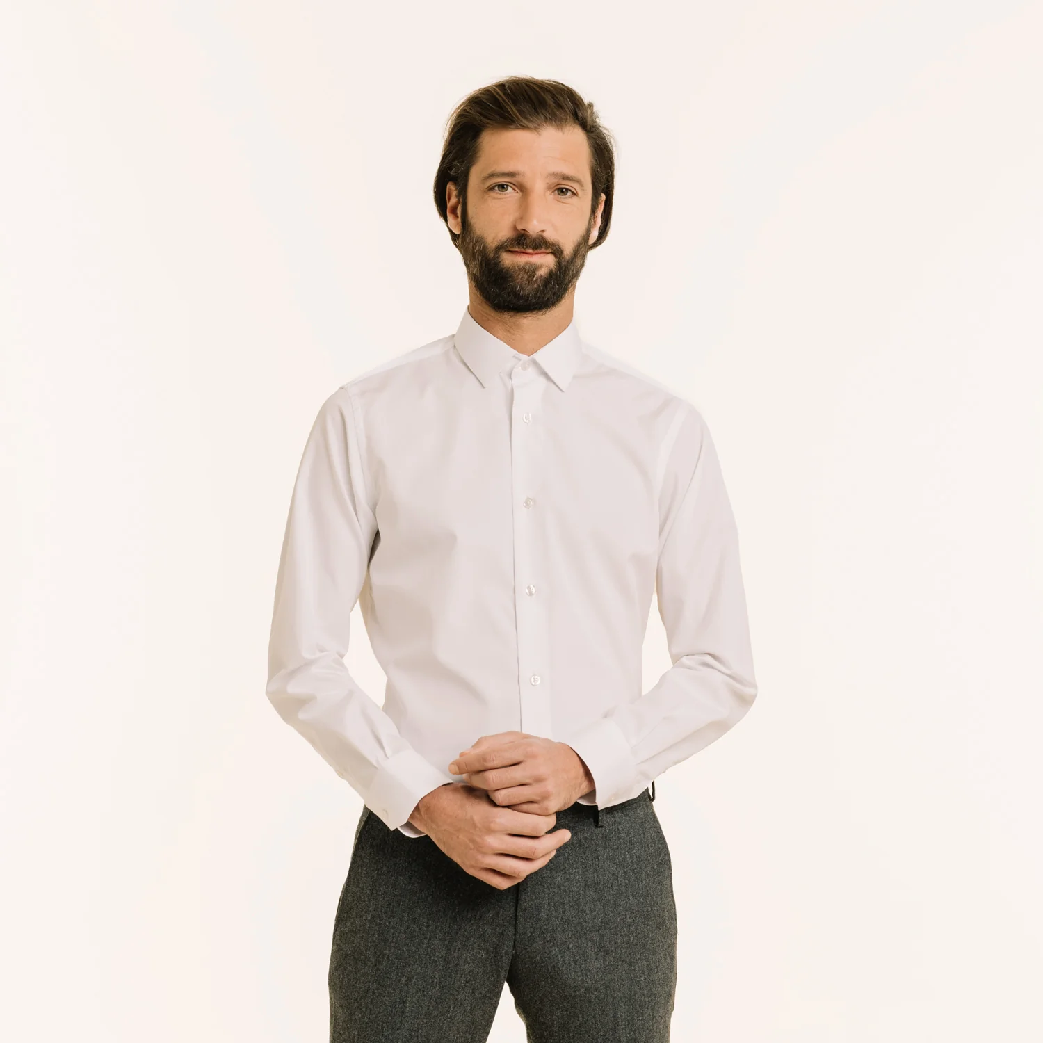 White double-twisted poplin shirt