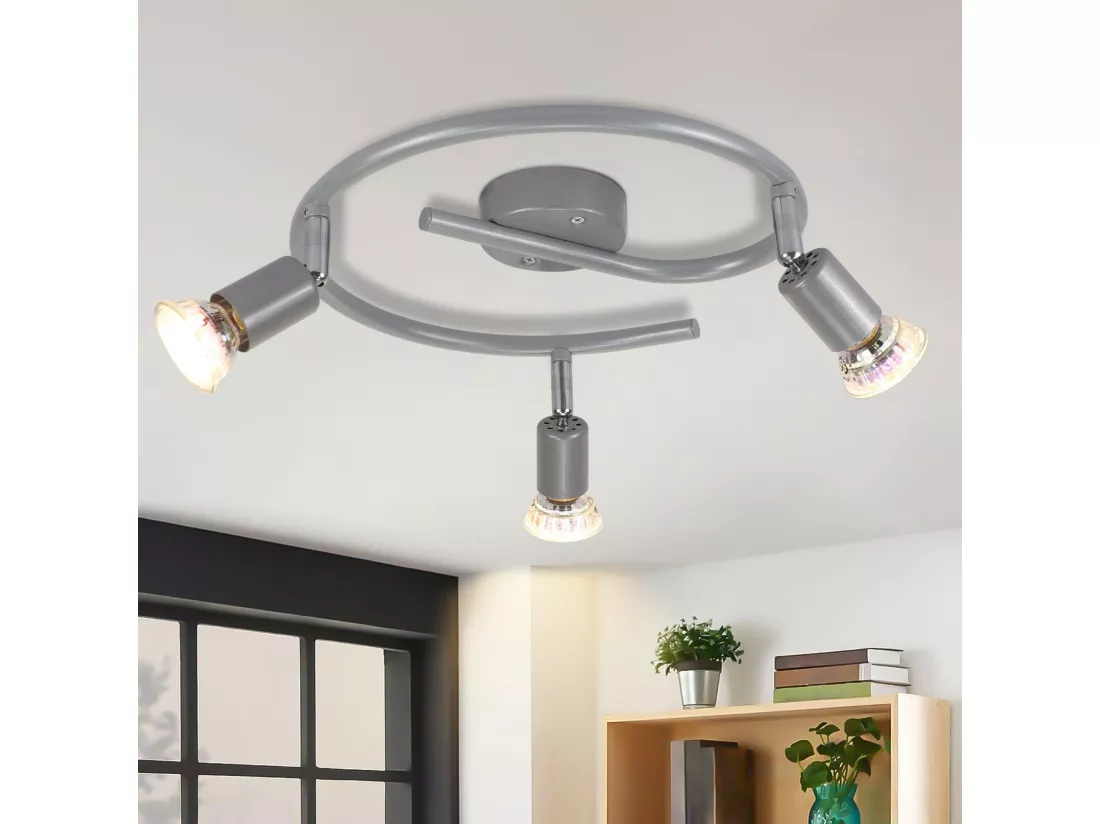 NETTLIFE Spot de plafond LED orientable GU10 spots de plafond 3 lampes salon industriel