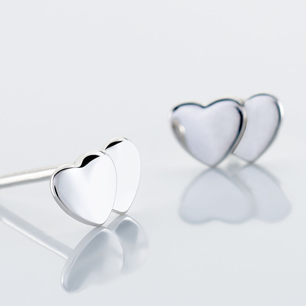 Boucles D'oreilles Puces Collinette Argent Blanc
