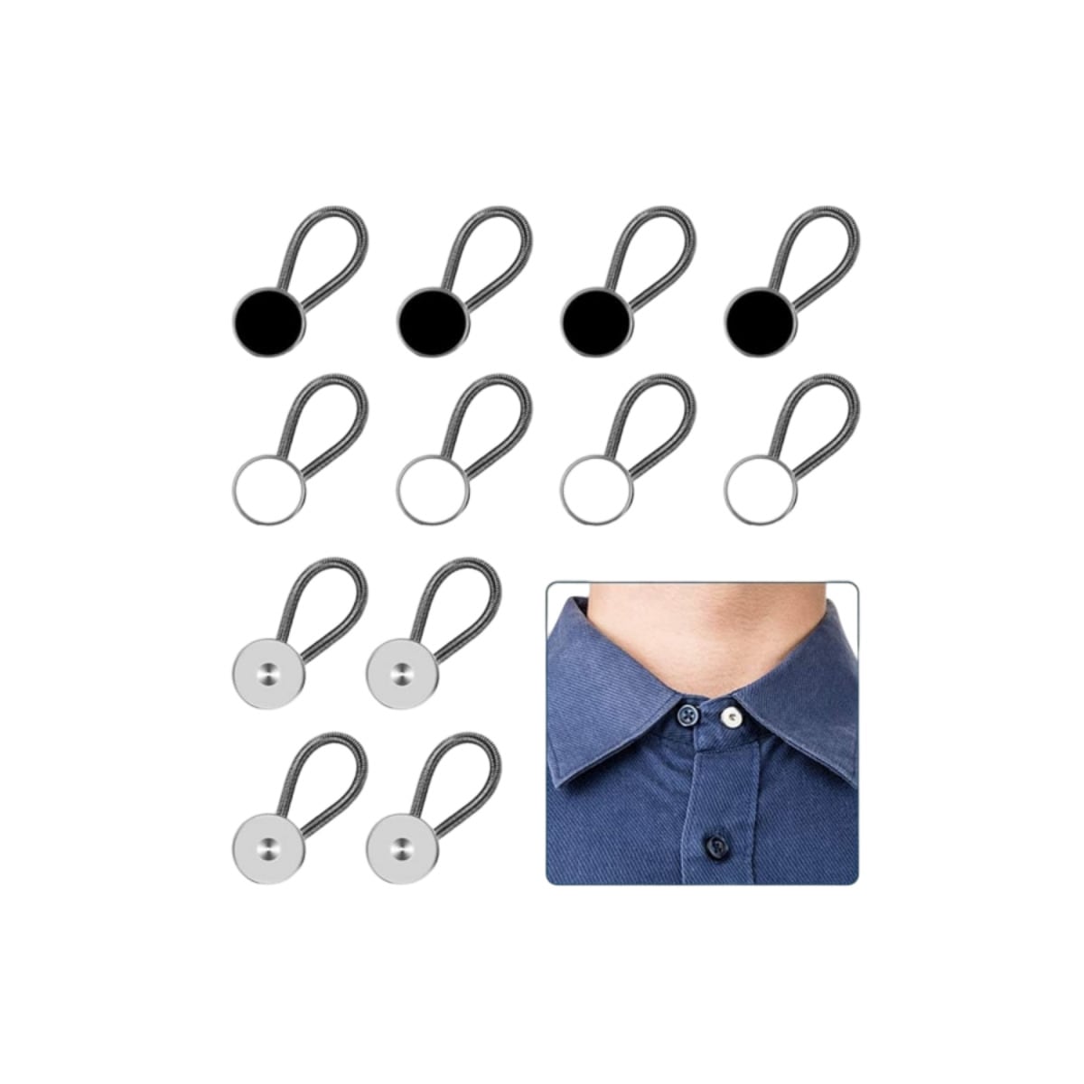 12-paks midjeforlenger for jeans - ingen syknappforlenger 10 mm