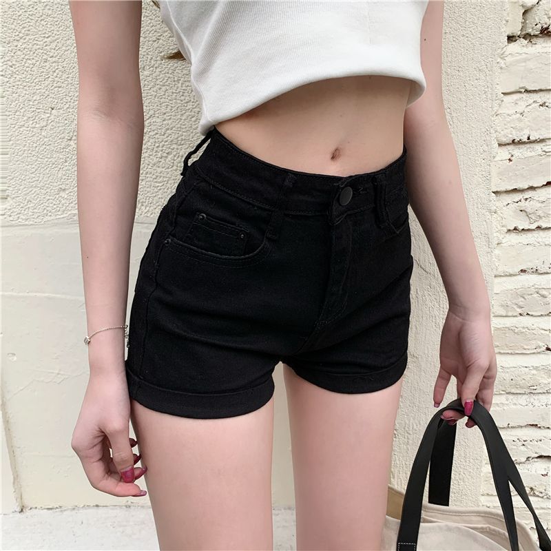 Flowerisque - Denim shorts met hoge taille