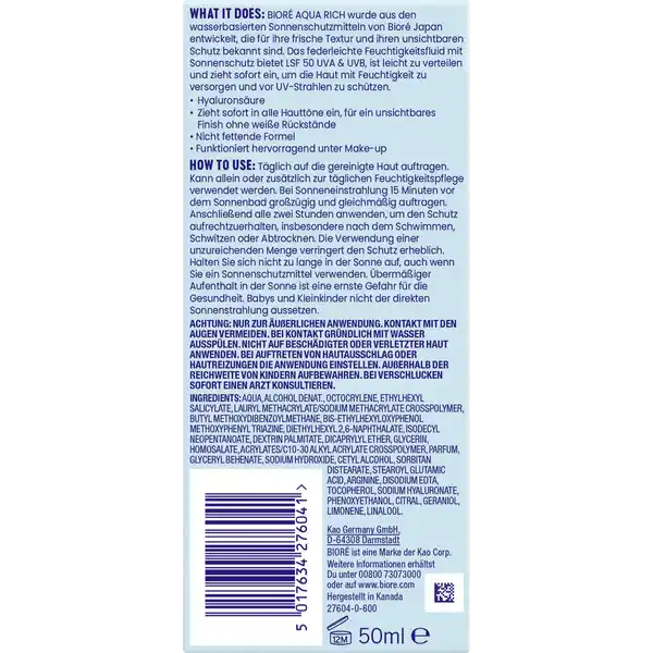 Aqua Rich UV Leichtes Feuchtigkeitsfluid LSF 50