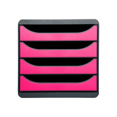 Exacompta BigBox - Module de classement 4 tiroirs - gris/framboise