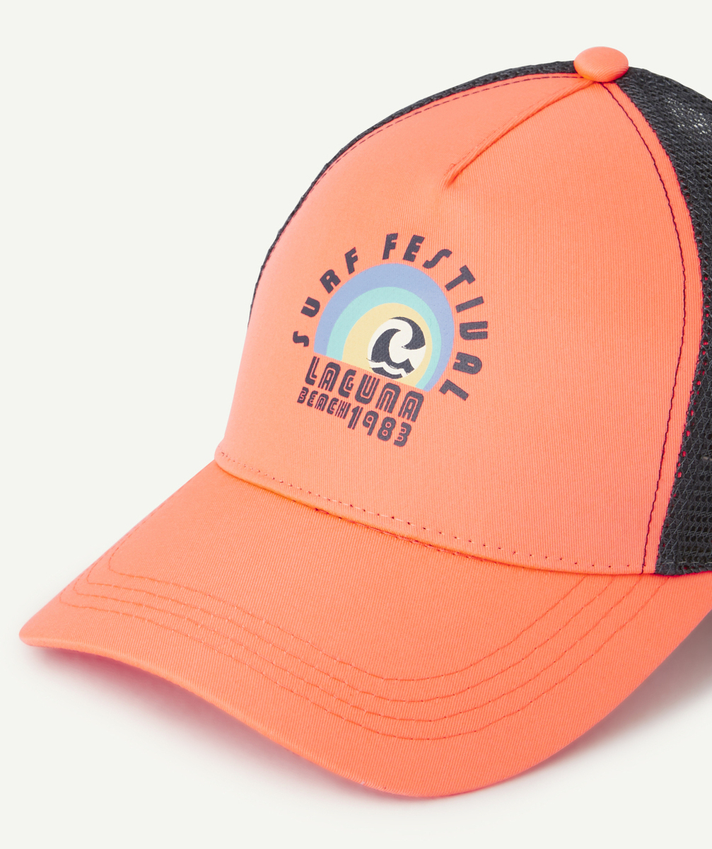 casquette garçon orange fluo motif thème surf