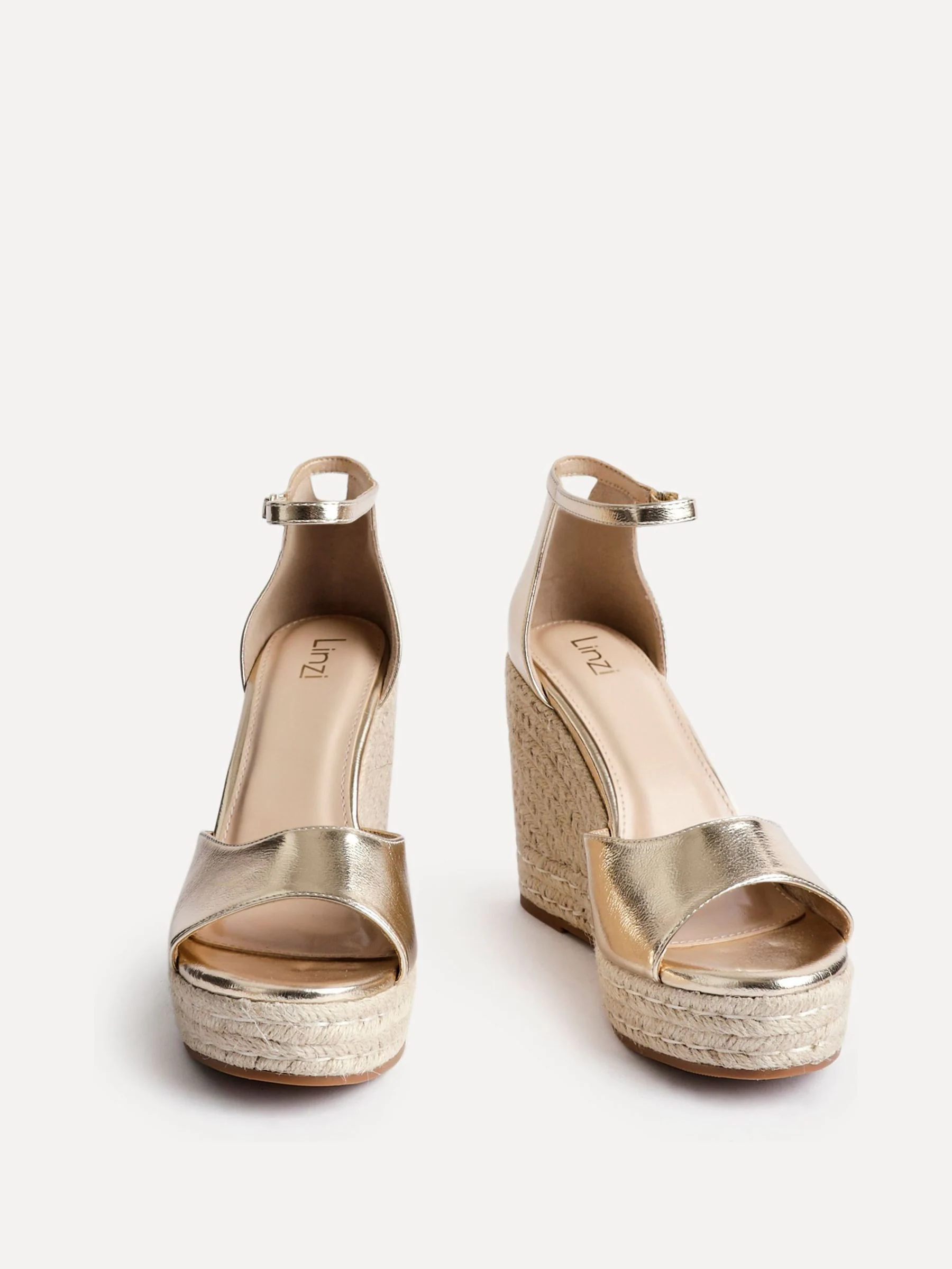 Goud - Linzi Gracio Rope Platform Espadrille Wedges With Wrap Around Ankle sandals