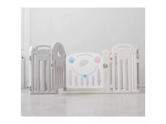 Parc Bebe Modulable 128×128cm, Modulable Petit Parc pour Bébé Clôture, 12+2 Panneaux, Parc de jeux bébé Multicolore - Gris